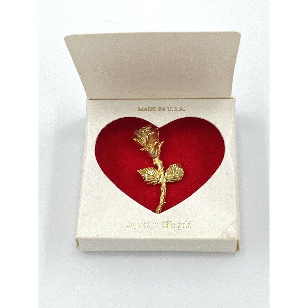 Vintage Especially for You PIN Brooch w/ Stone Layered in 18K Gold Rose Stem